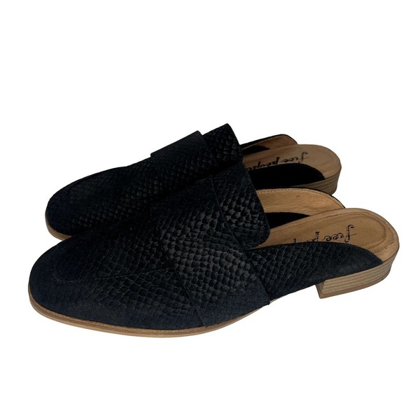 Free People Shoes - Free People At Ease Snakeskin Suede Leather Slip On Mules